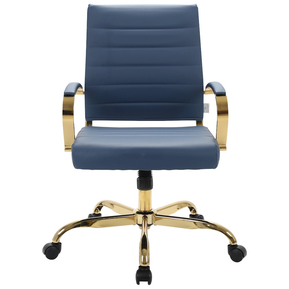 Benmar Home Leather Office Chair With Gold Frame. Picture 10