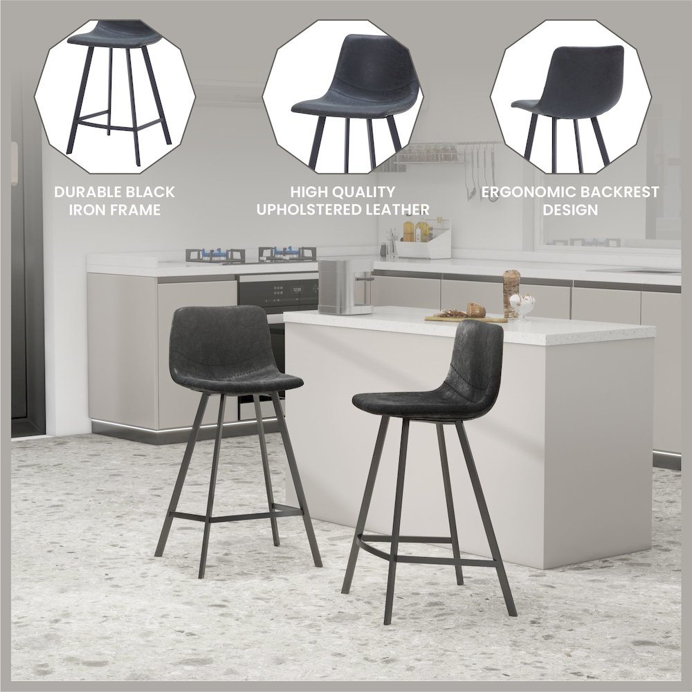 Elland - Counter stool -Charcoal Black. Picture 3