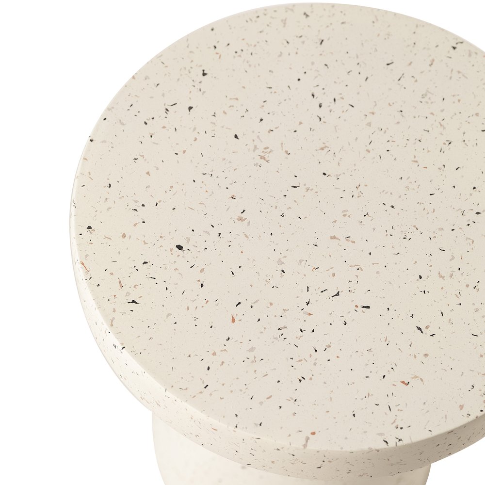 Modern Side End Table Wisp Series In Terrazzo White. Picture 11