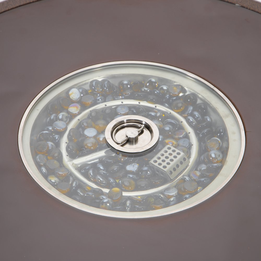 Walbrooke Outdoor Patio Aluminum Round Slats Design Fire Pit Side Table. Picture 9