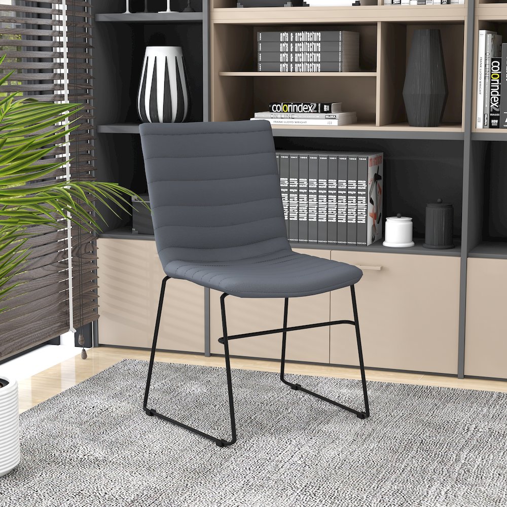 Zylar Series Office Guest Chair in Grey Leather. Picture 9