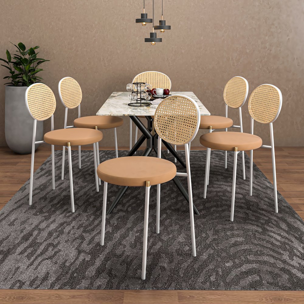 Euston Collection Modern Dining Chair White Frame In Brown. Picture 5