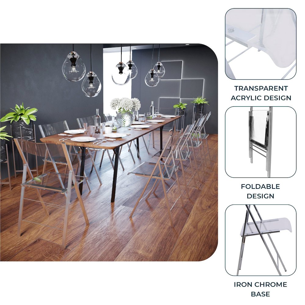 Menno Modern Acrylic Folding Chair. Picture 9