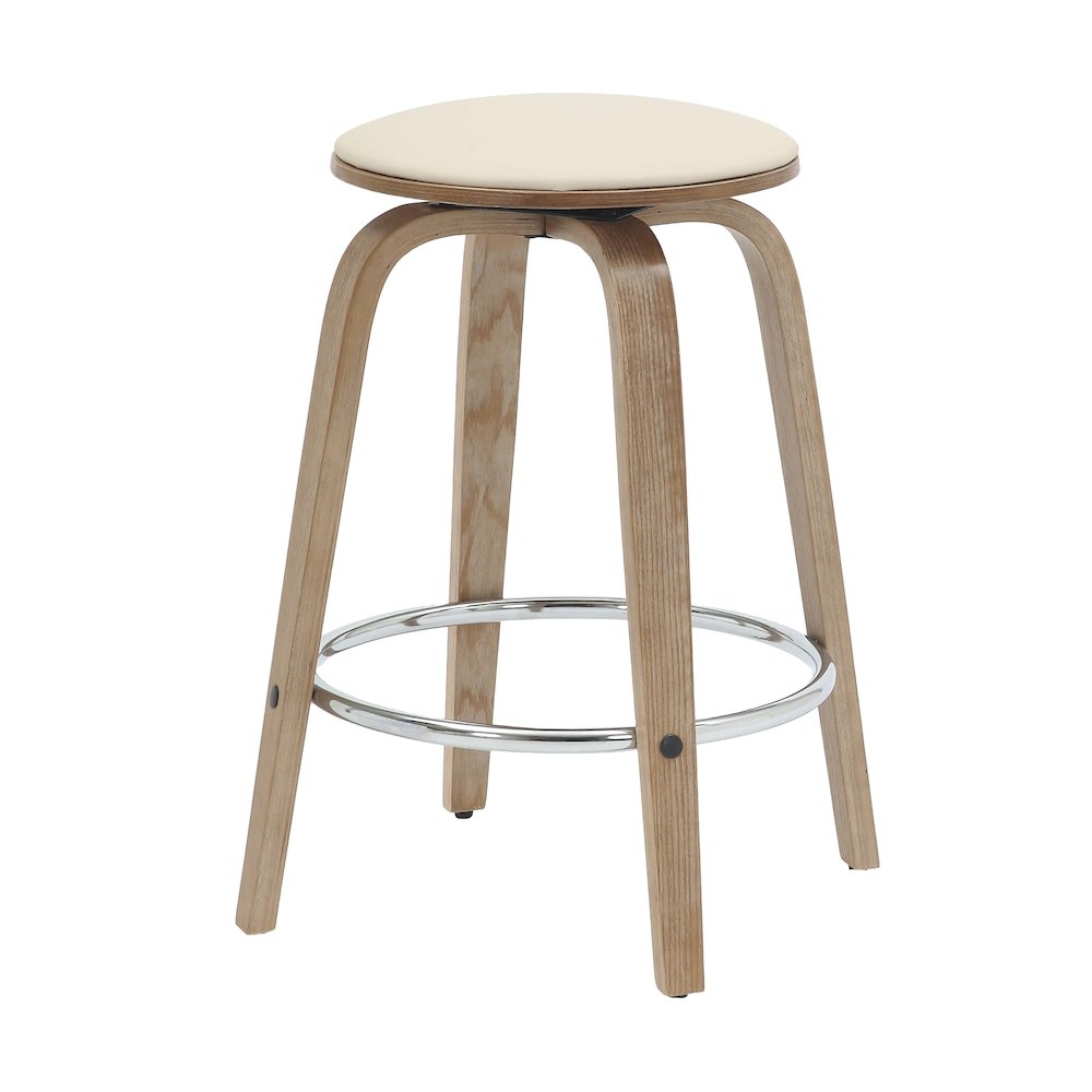 Wooden Counter Stool Pelya Collection Modern Style Washed Walnut color in Taupe. Picture 10