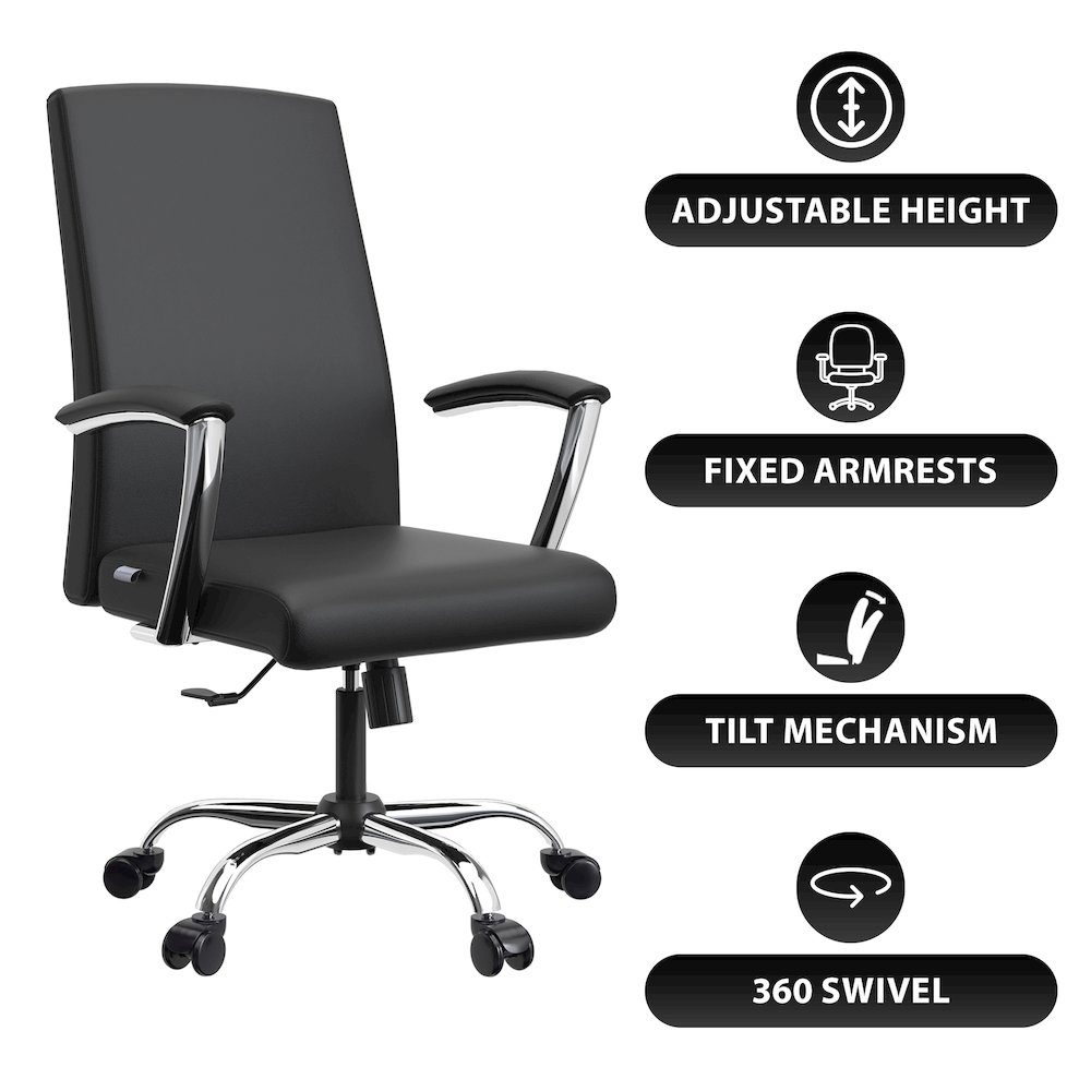 Evander Series Office Chair in Black Leather. Picture 11