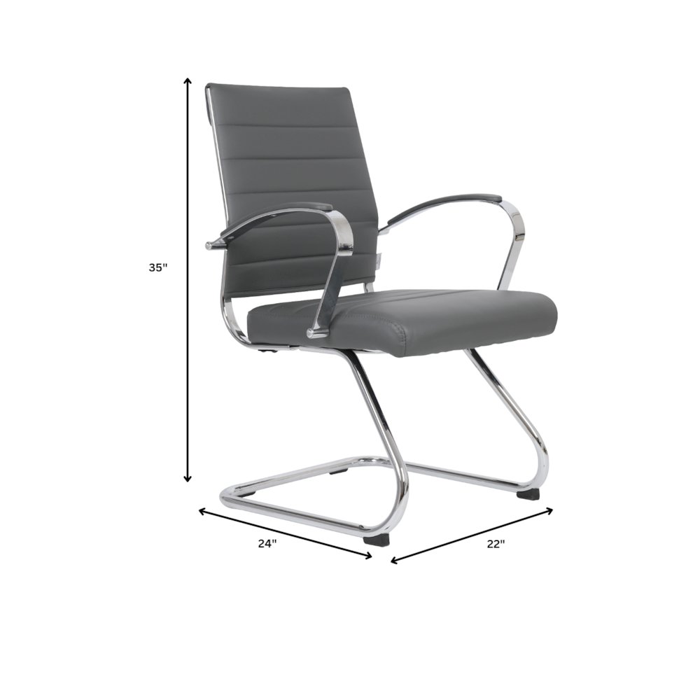 Benmar Home Leather Guest Office Chair in Grey. Picture 27