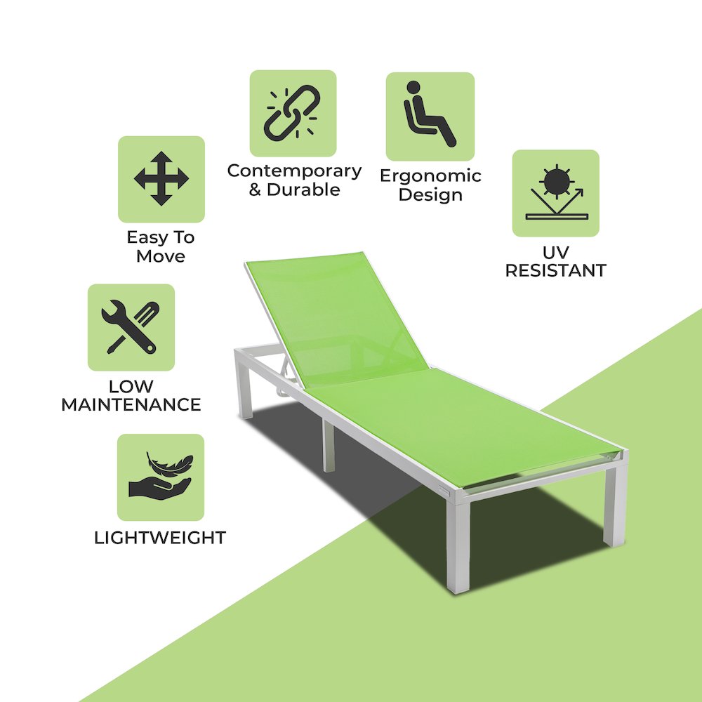 Marlin Patio Chaise Lounge Chair With White Aluminum Frame. Picture 16