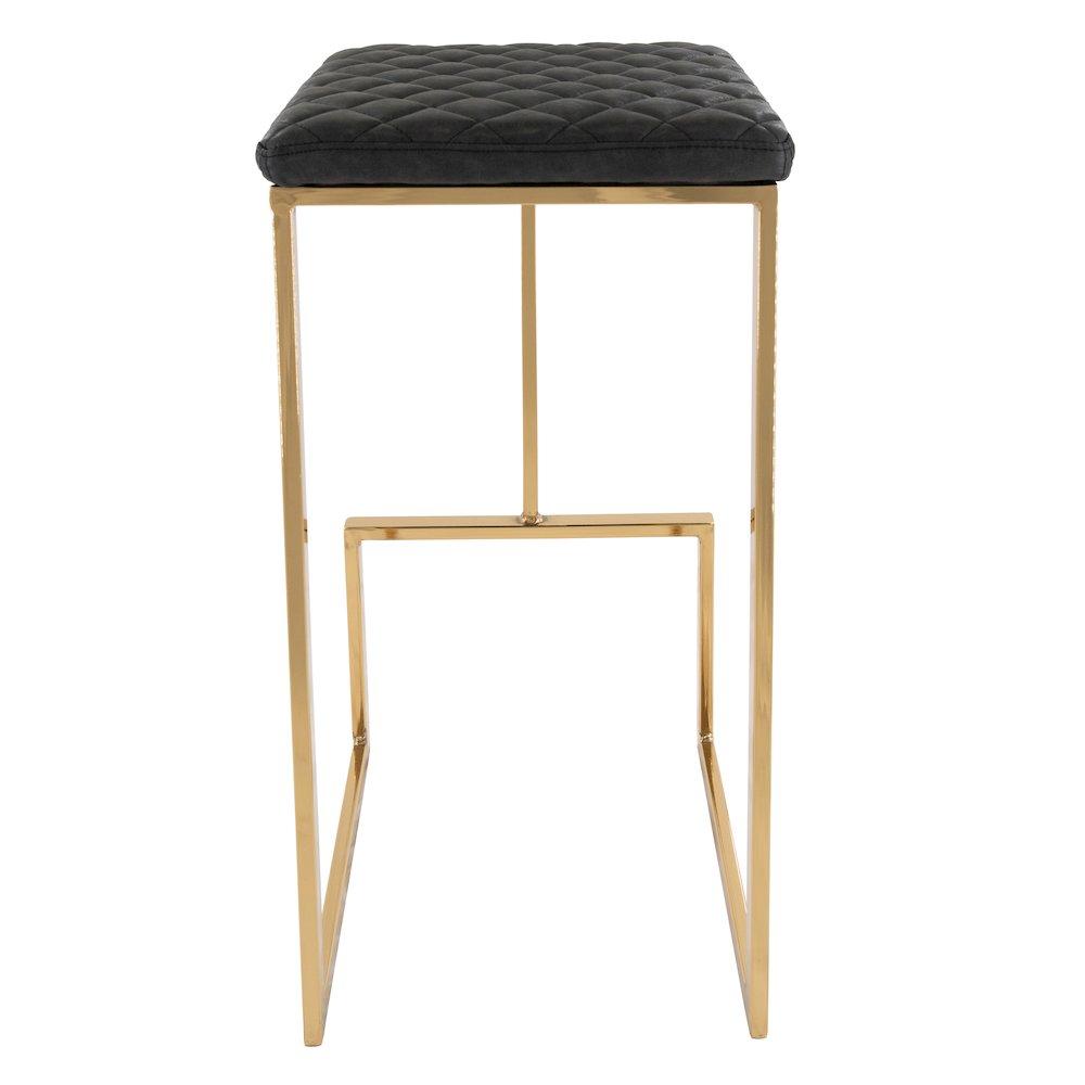 Quincy Quilted Stitched Leather Bar Stools With Gold Metal Frame. Picture 5