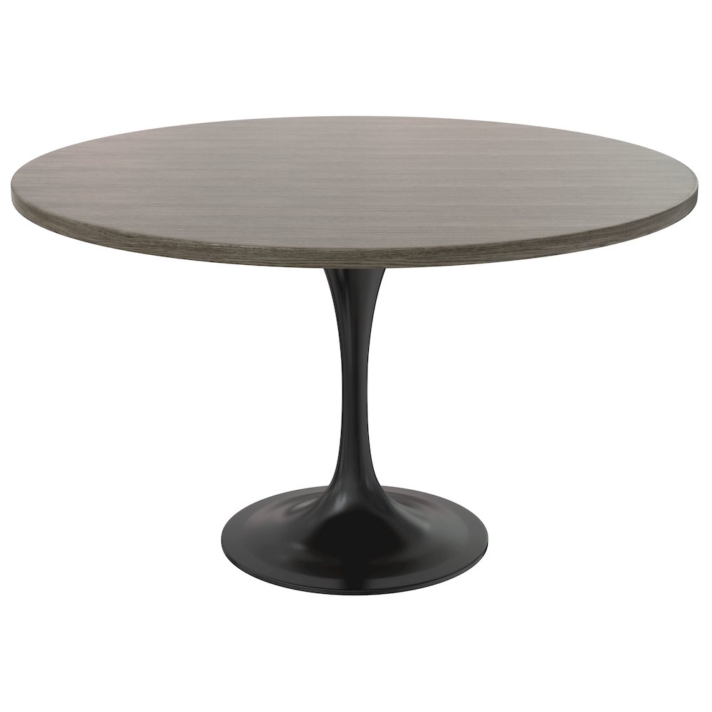 Verve Collection 48 Round Dining Table, Black Base with Dark Maple MDF Top. Picture 6