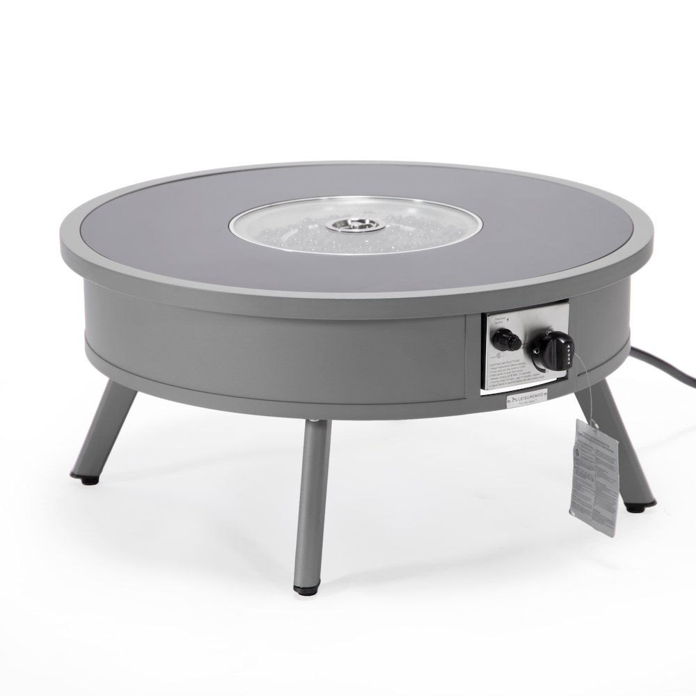 Walbrooke Outdoor Patio Aluminum Round Fire Pit Side Table. Picture 4