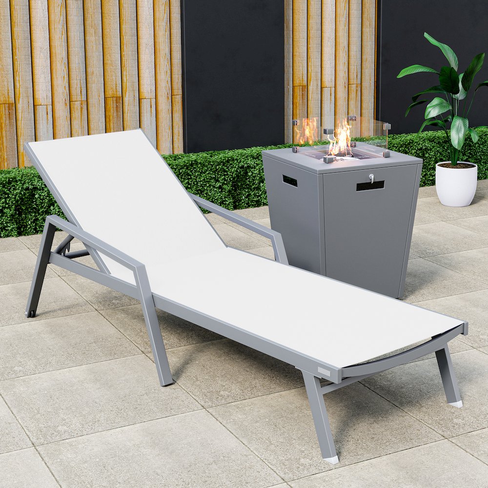 Marlin Modern Grey Aluminum Outdoor Patio Chaise Lounge Chair. Picture 7