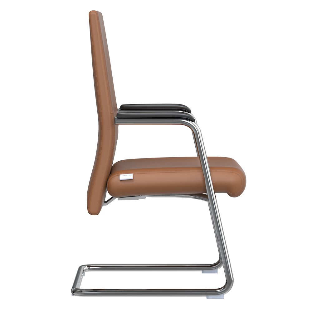 Aleen Series Guest Office Chair In Dark Brown Leather. Picture 21