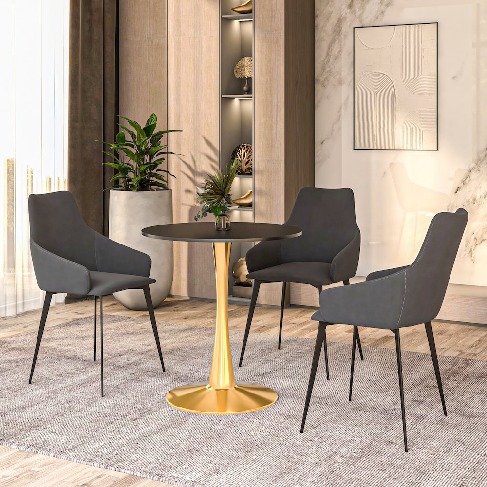 Bristol 24" round dining table Gold Base With Black Top. Picture 15
