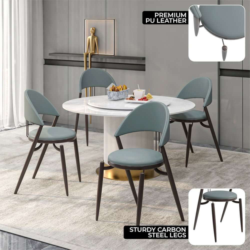 Venice Collection Modern Dining Chair In Black set of 4 in Light Grey. Picture 16