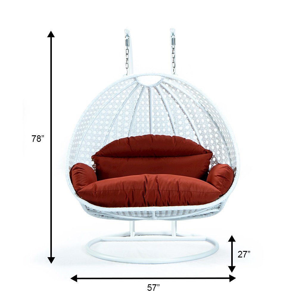 White Wicker Hanging 2 person Egg Swing Chair. Picture 12