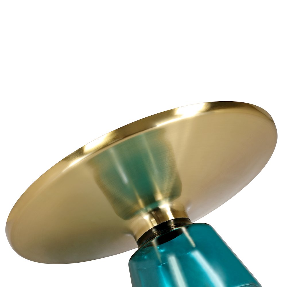 Tully Collection Glass Coffee Table Blue glass, Gold Rim with Black Glass top. Picture 17