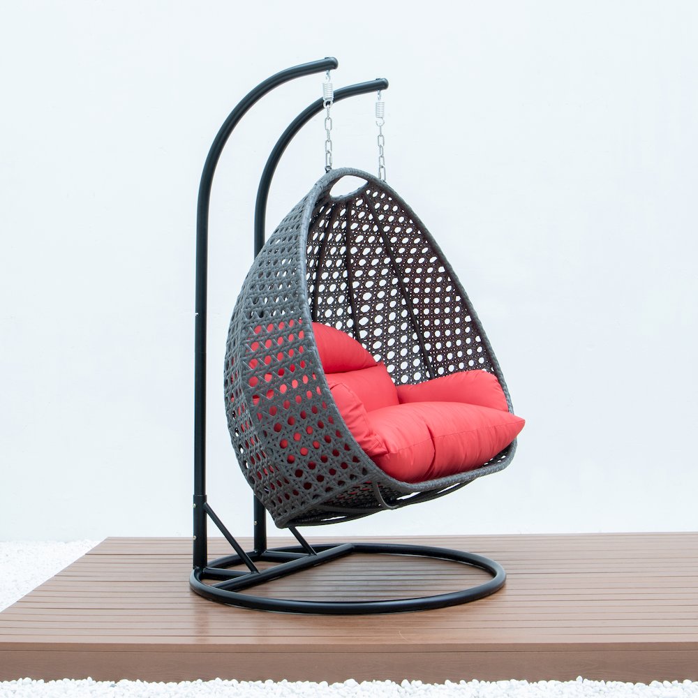 Charcoal Wicker Hanging 2 person Egg Swing Chair. Picture 6