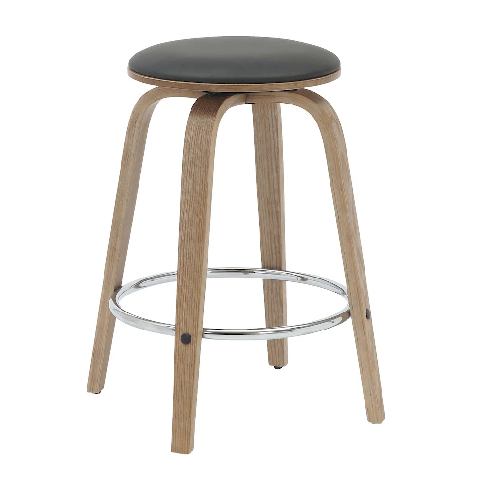Wooden Counter Stool Pelya Collection Modern Style Washed Walnut color in Black. Picture 13