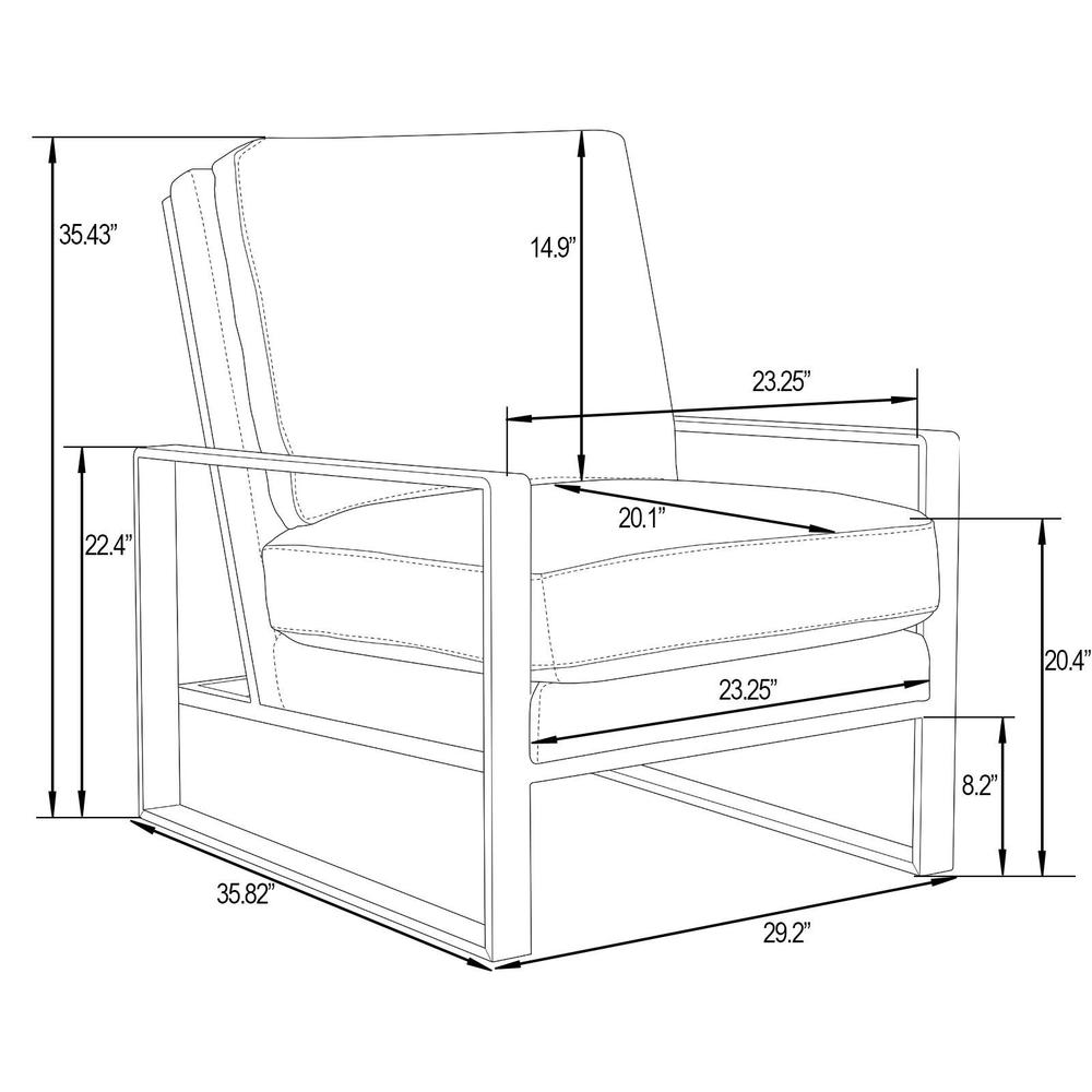 LeisureMod Jefferson Leather Modern Design Accent Armchair With Elegant Silver Frame, Cognac Tan. Picture 2