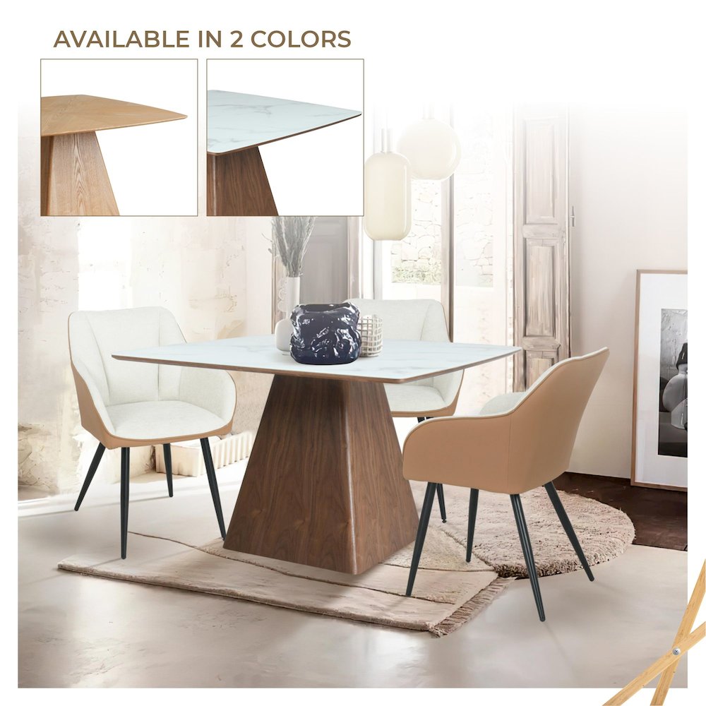 Modern Dining Wooden Square Dining Table Walnut With Marbled Top. Picture 4