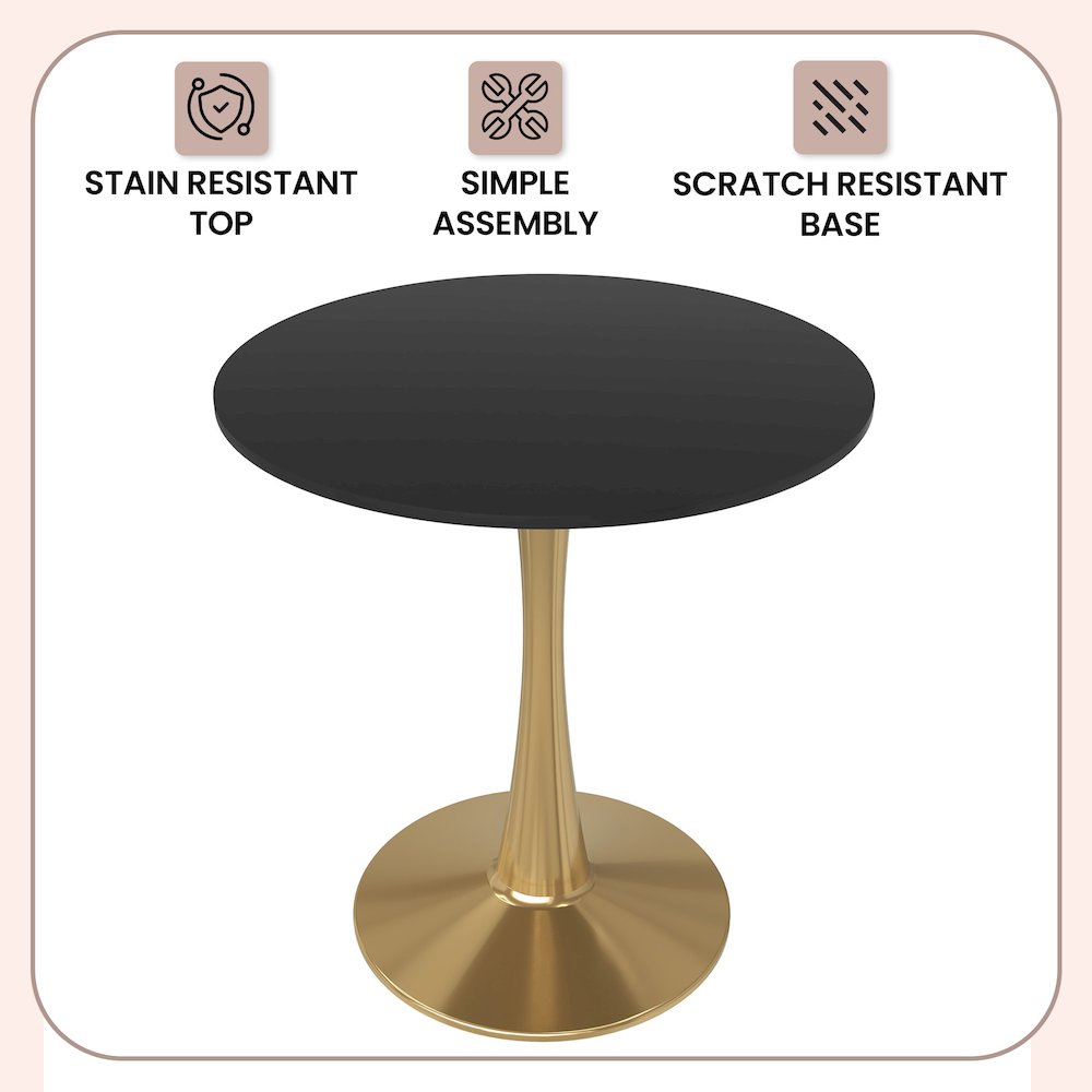Bristol 24" round dining table Gold Base With Black Top. Picture 19