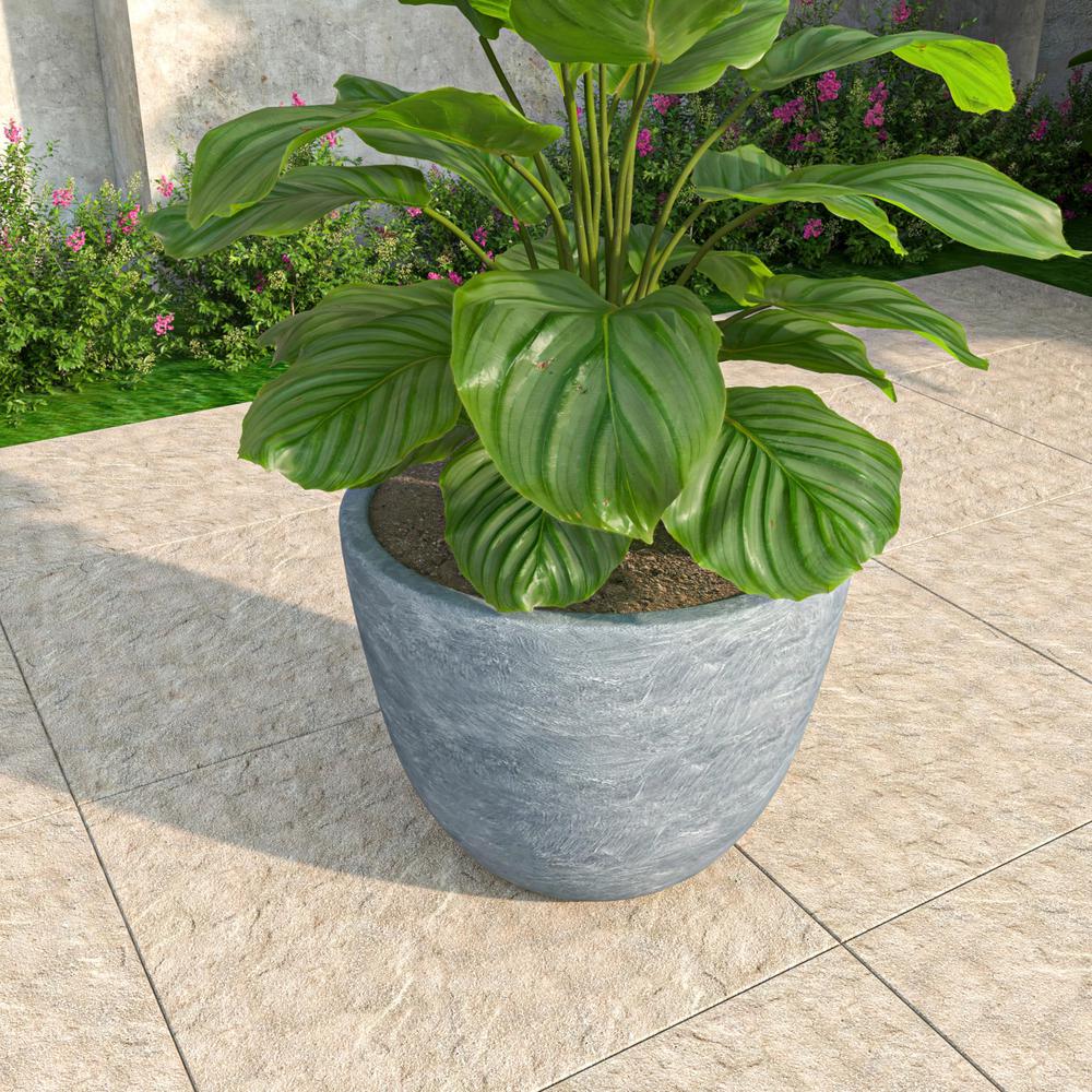 Dahlia Series Poly Stone Planter in Aged Concrete 17.5 Dia, 13.6 High. Picture 3