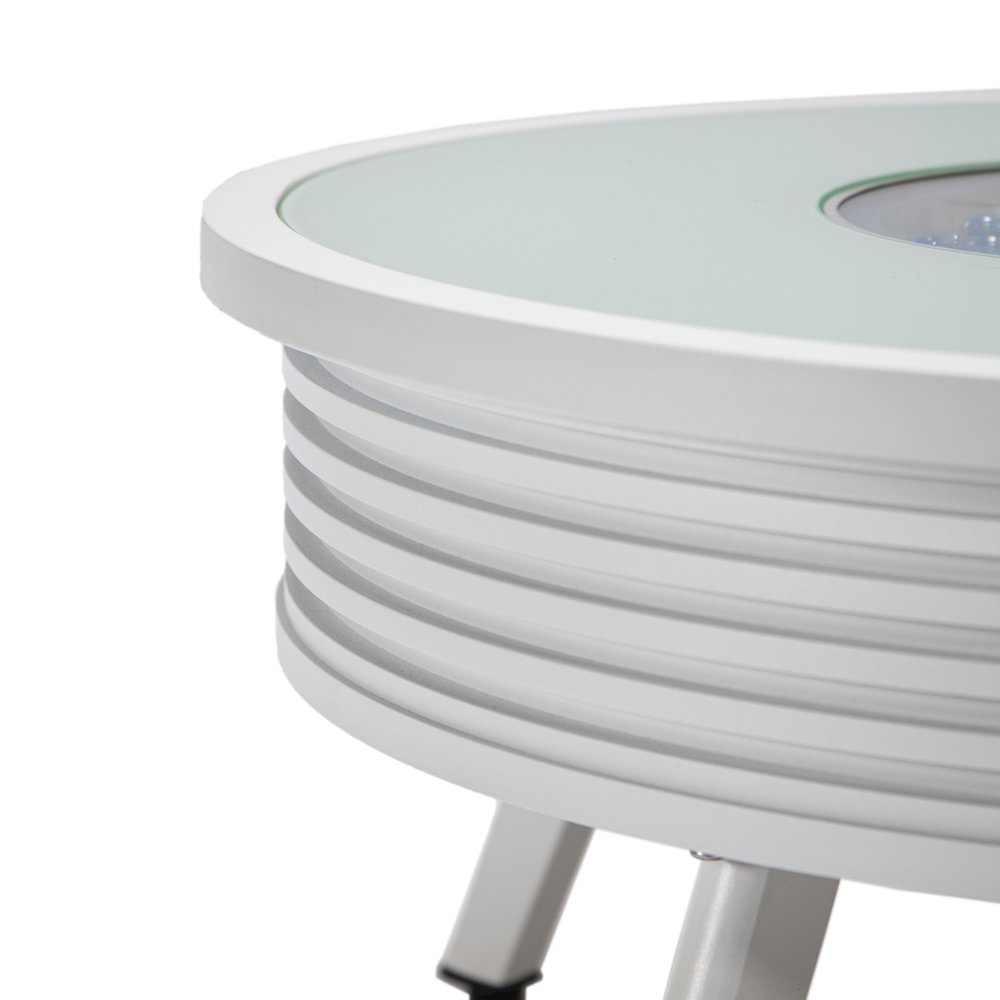Walbrooke Patio Round Fire Pit and Tank Holder with Slats Design in White. Picture 13
