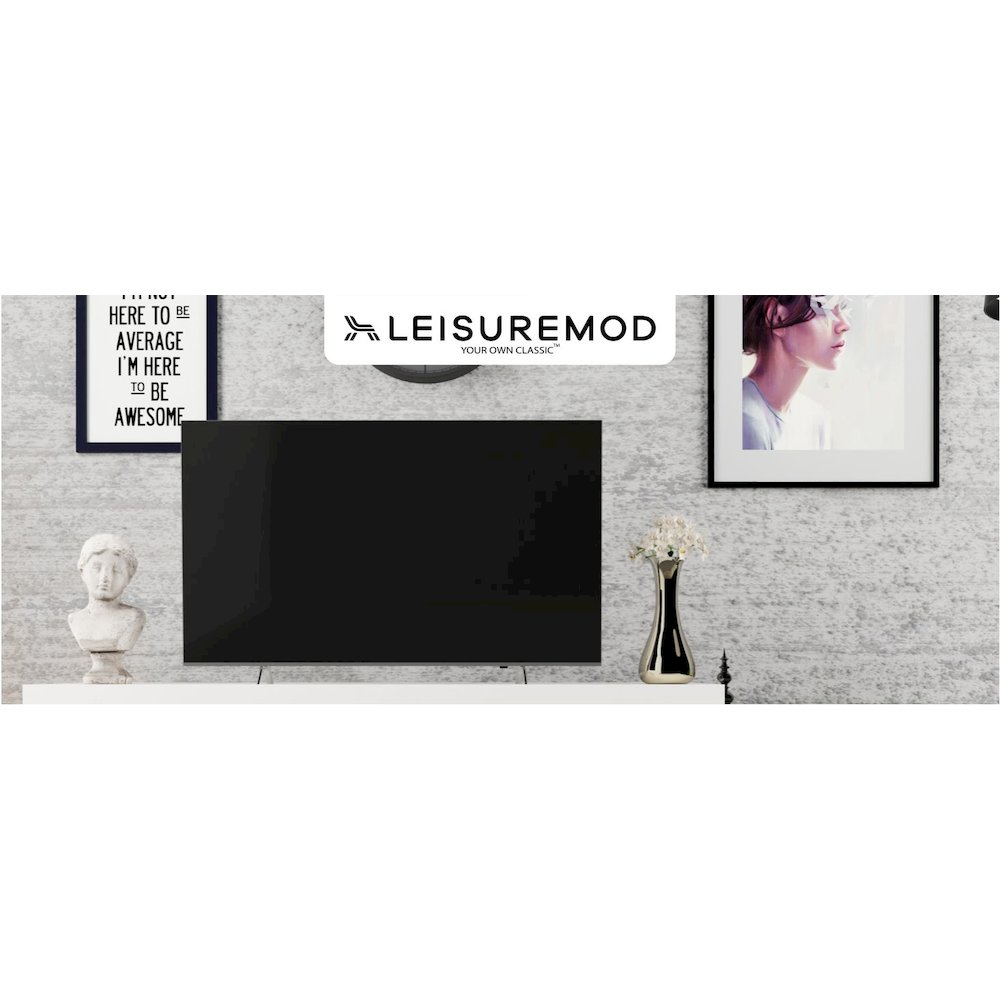 Orford Mid-Century Modern TV Stand in White. Picture 21