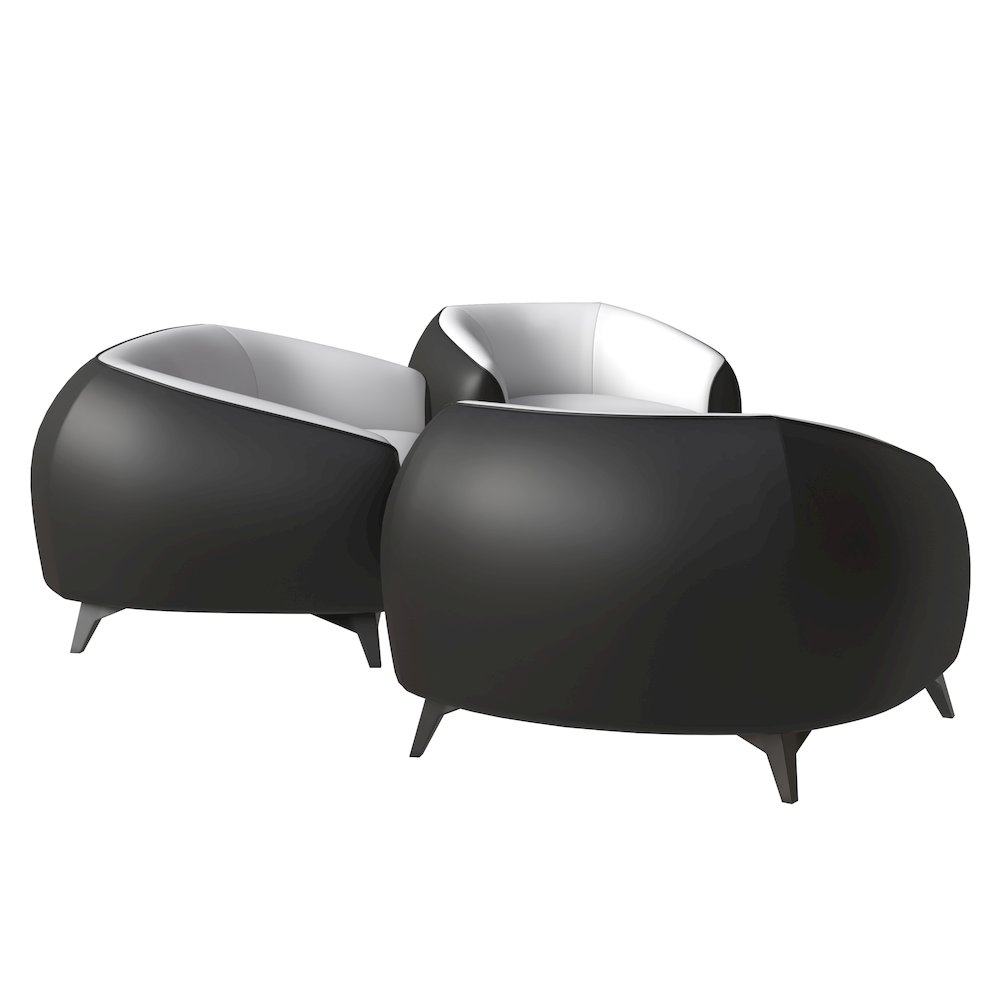 Opula Collection Sofa Set, 2 Single Seaters, and 3 seater In Black\White. Picture 6