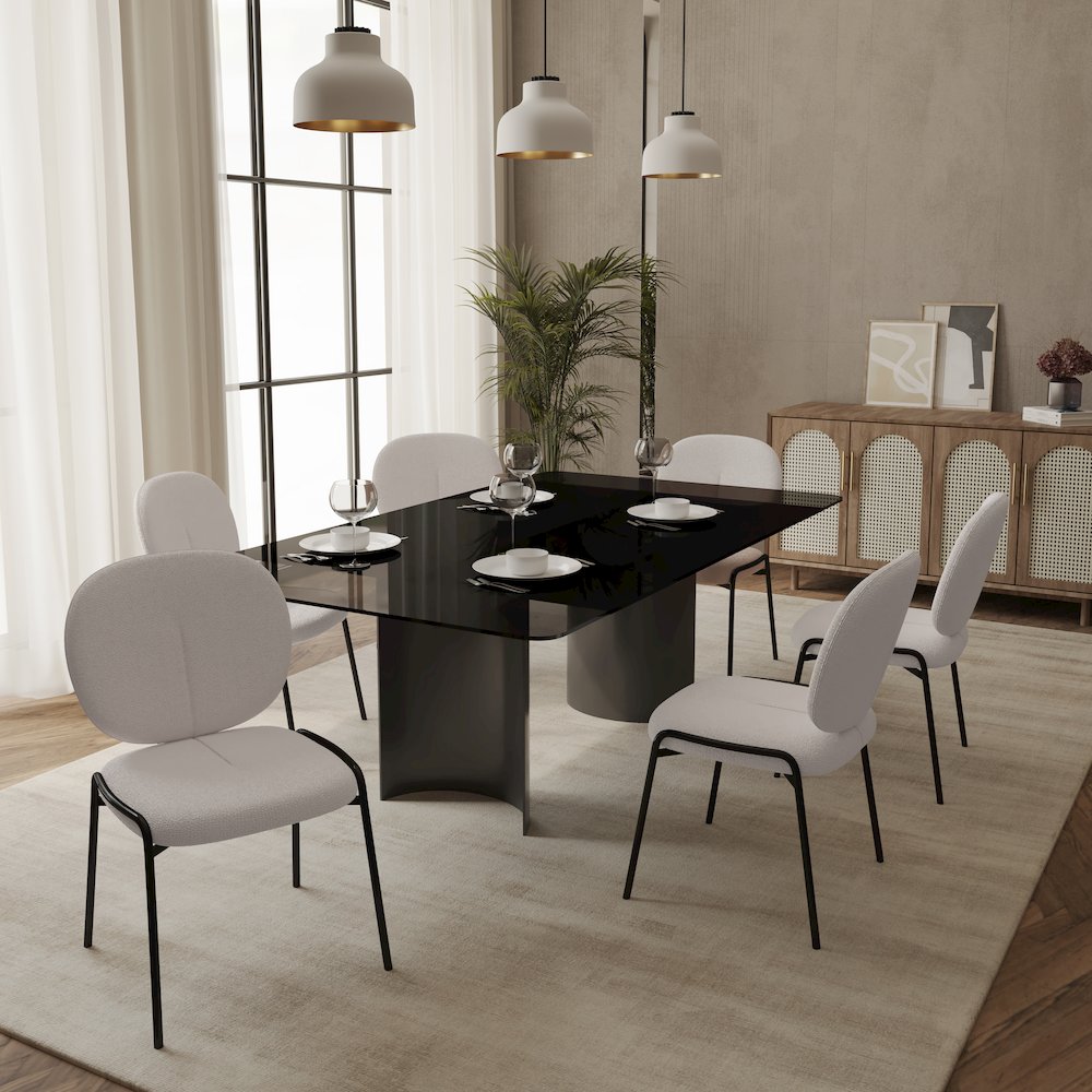 Celestial Mid-Century Modern Boucle Dining Side Chair. Picture 7