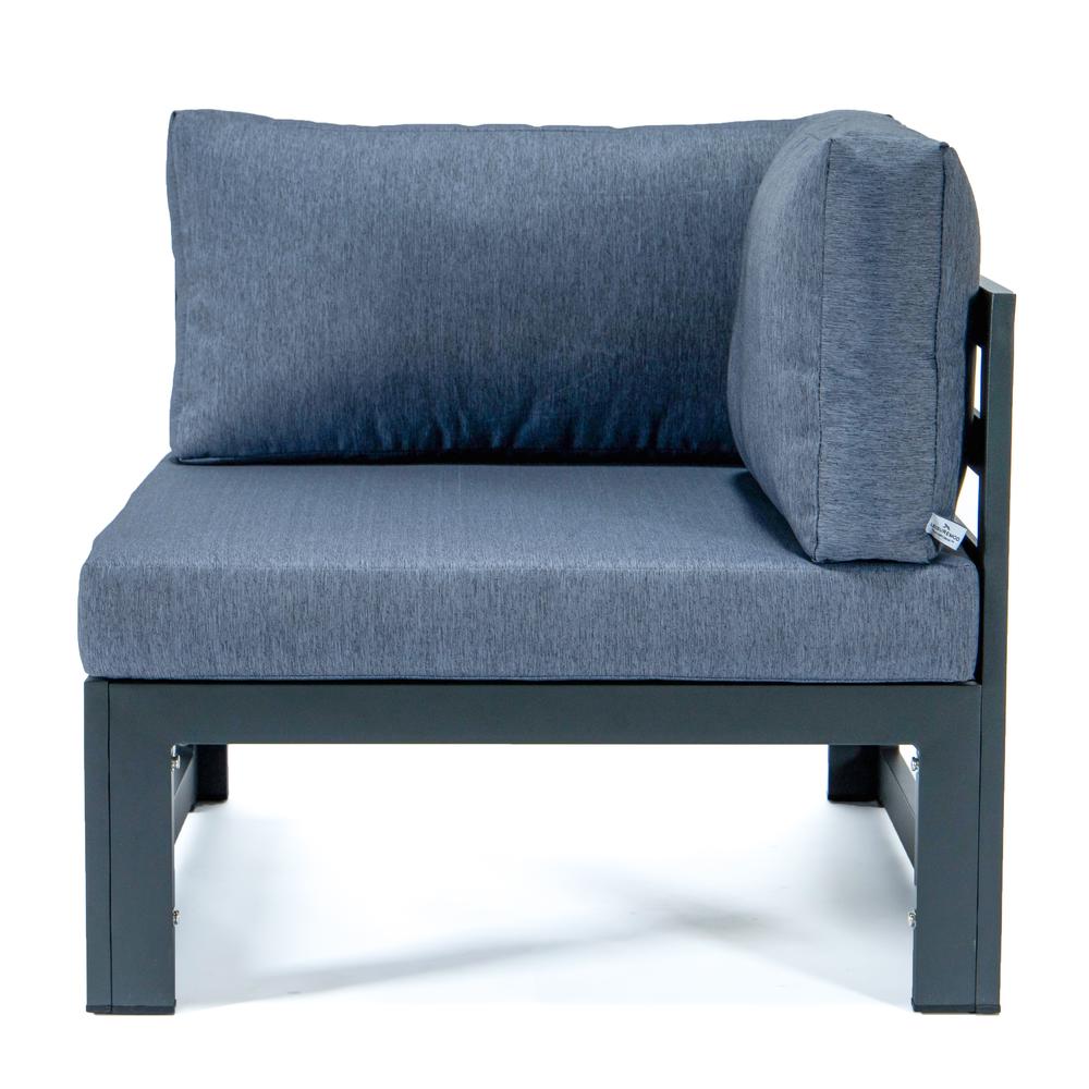 LeisureMod Chelsea 4-Piece Sectional Loveseat Set with Cushions, Blue. Picture 4