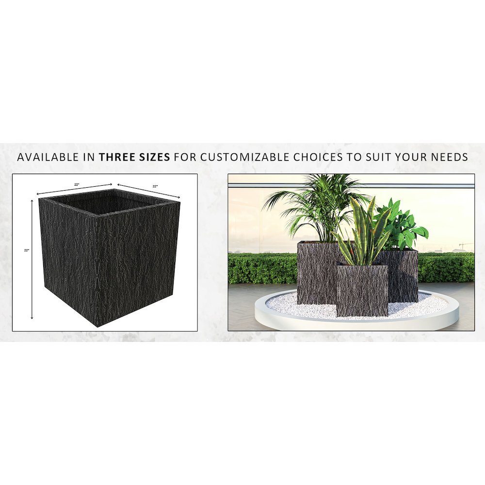 Verdura Series Cubic Poly Stone Planter in Dotted Blck 21.7 Cube. Picture 5