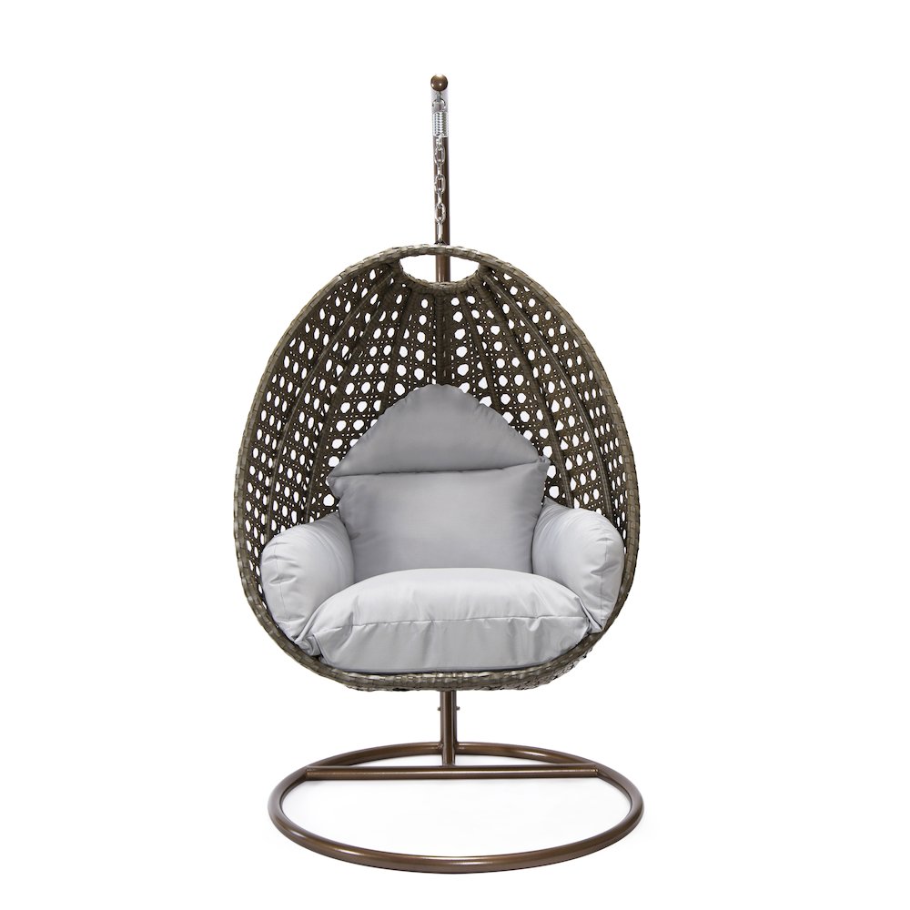 Beige Wicker Hanging Egg Swing Chair. Picture 3