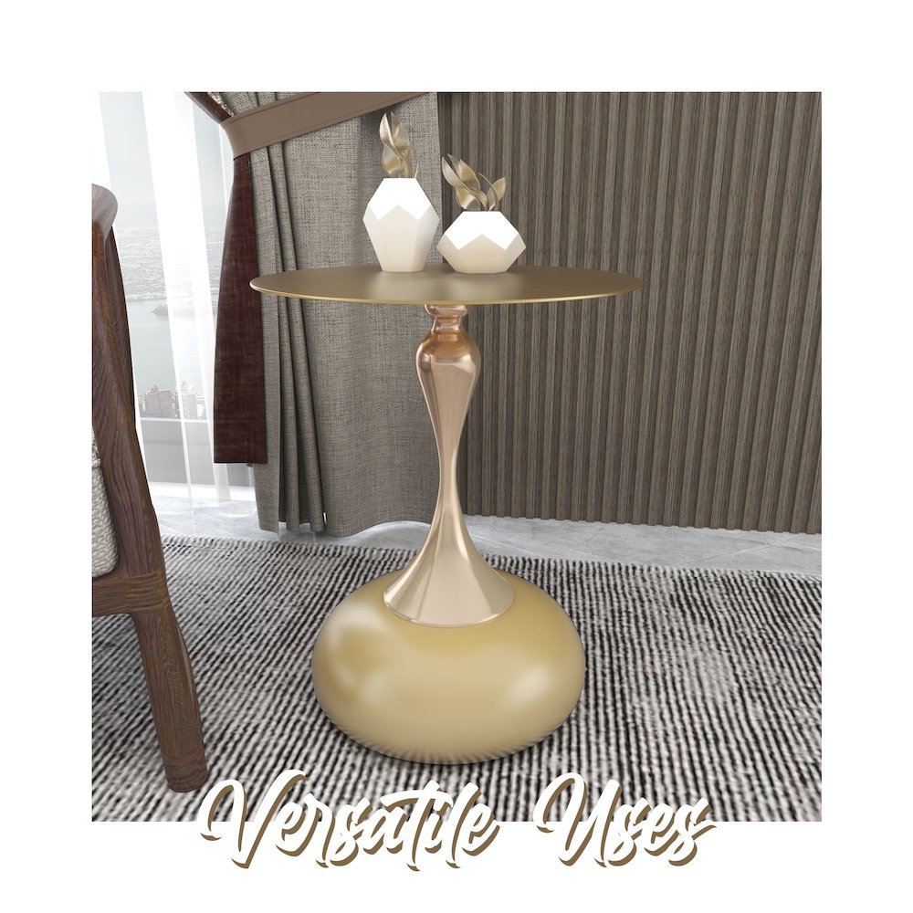 Savoy Collection Modern End Table In Gold With Gold Top. Picture 25