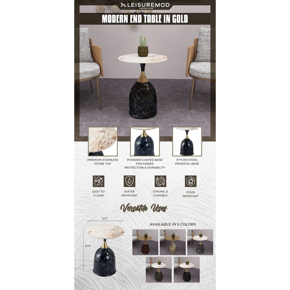 Oslo Collection Modern End Table In Stone Black. Picture 1