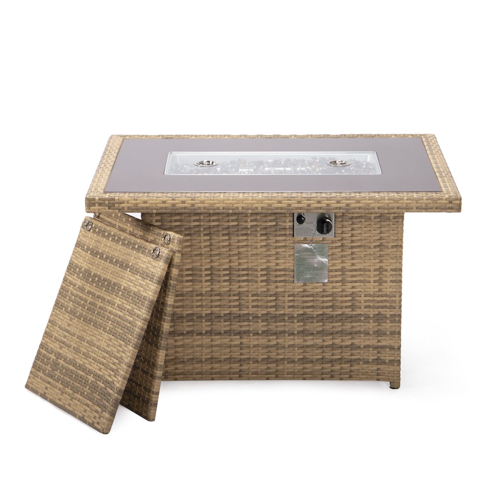 Mace Wicker Patio Modern Propane Fire Pit Table. Picture 13