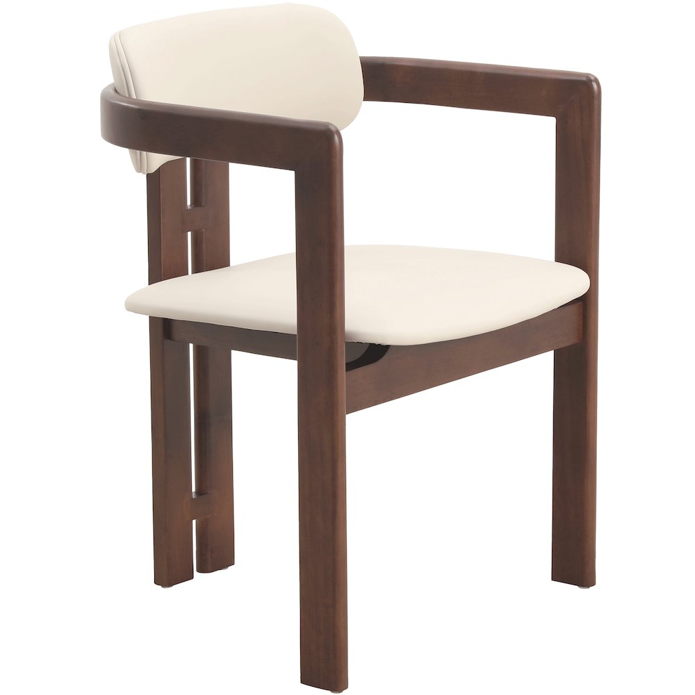 Velo Series Modern Dining Chair in Walnut Color Wood with Toupe Seat. Picture 8