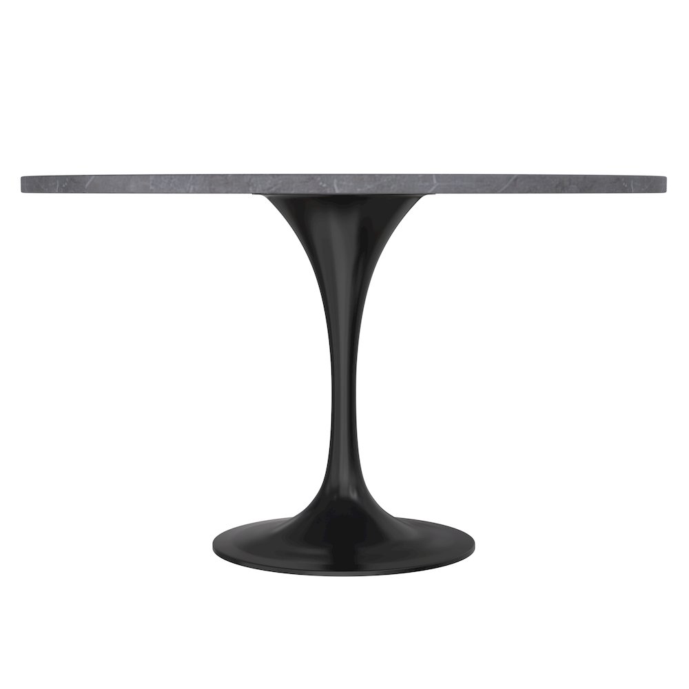 Verve Collection 48 Round Dining Table, Black Base with Sintered Stone Grey Top. Picture 4