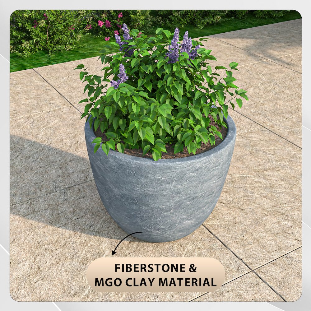 Dahlia Series Poly Stone Planter in Aged Concrete 14.4 Dia, 10.8 High. Picture 1