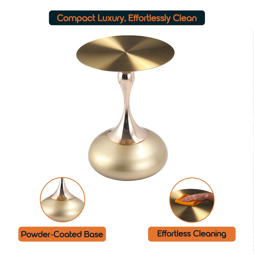 Savoy Collection Modern End Table In Gold With Gold Top. Picture 7