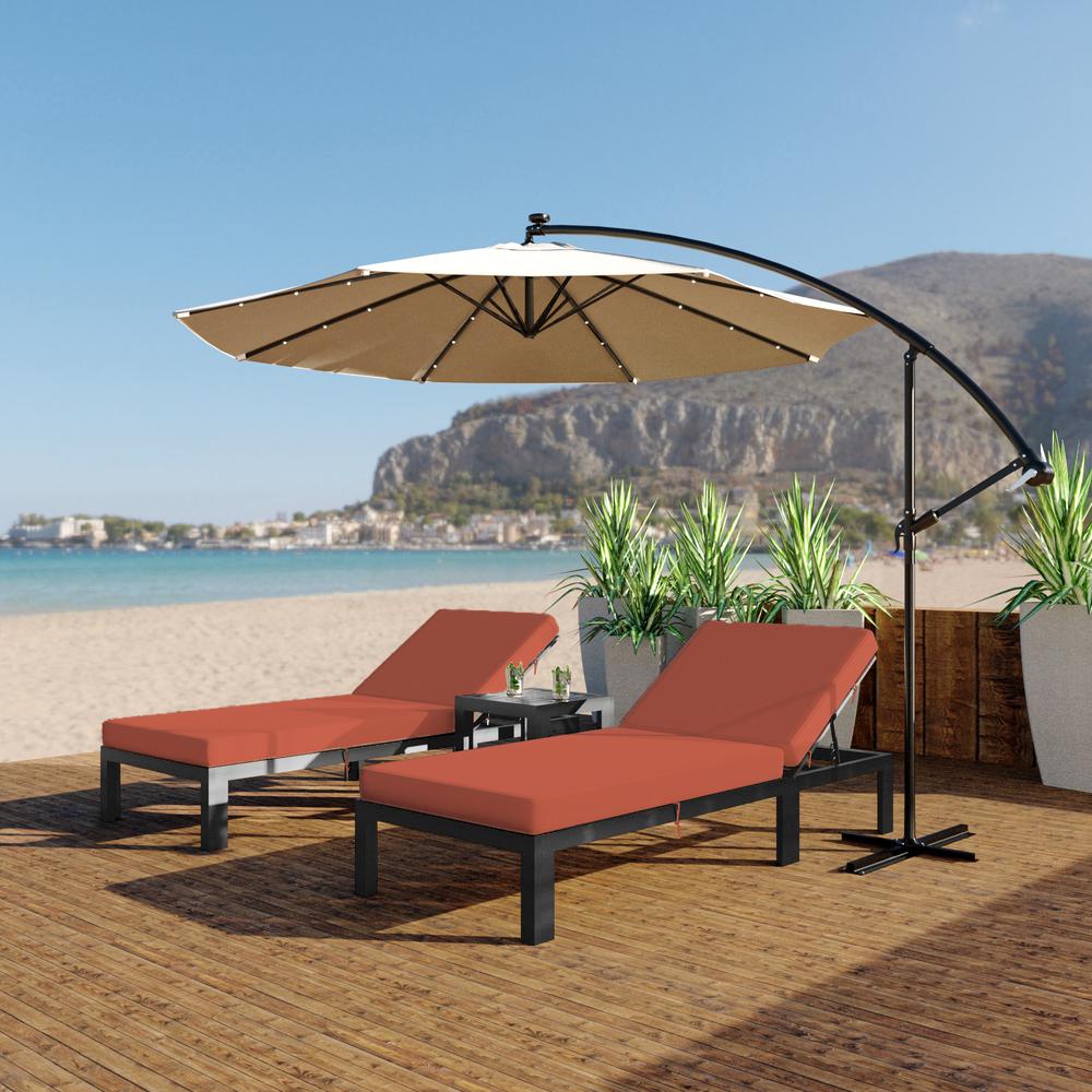 Chelsea Modern Outdoor Chaise Lounge Chair With Side Table & Cushions. Picture 1