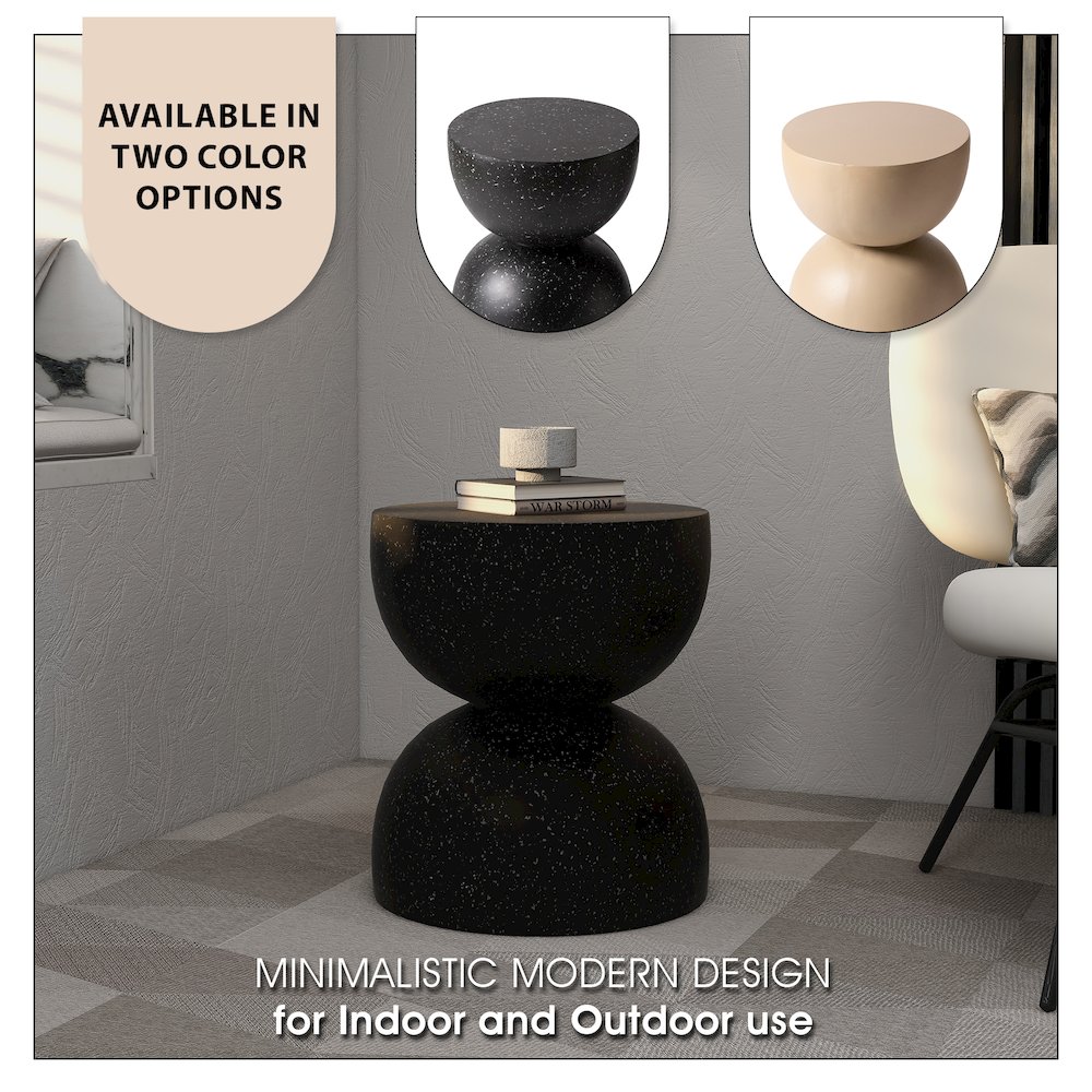 Sage Collection Fiberglass Outdoor Side Table in Black. Picture 14