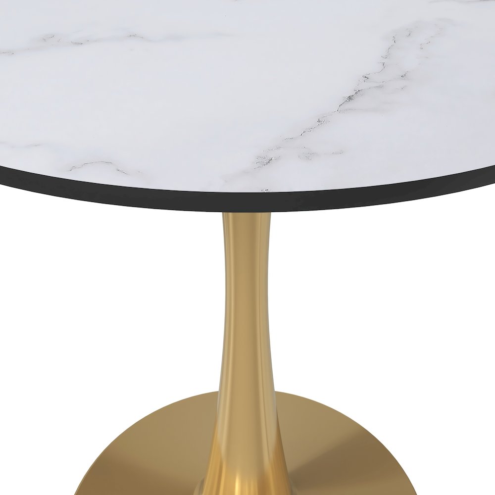 Bristol 24" round dining table Gold Base With White Top. Picture 4