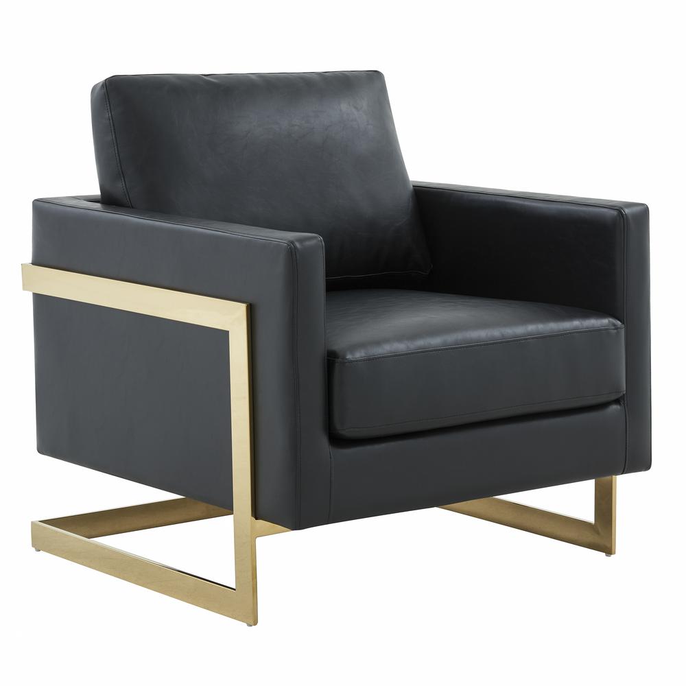 Leather Accent Armchair With Gold Frame. Picture 1