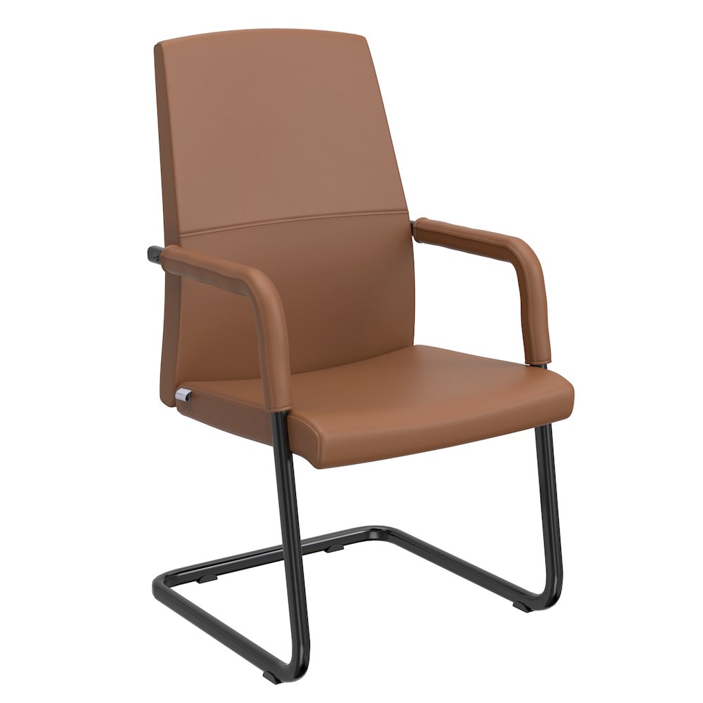 Evander Office Guest Chair in Dark Brown Leather. Picture 24
