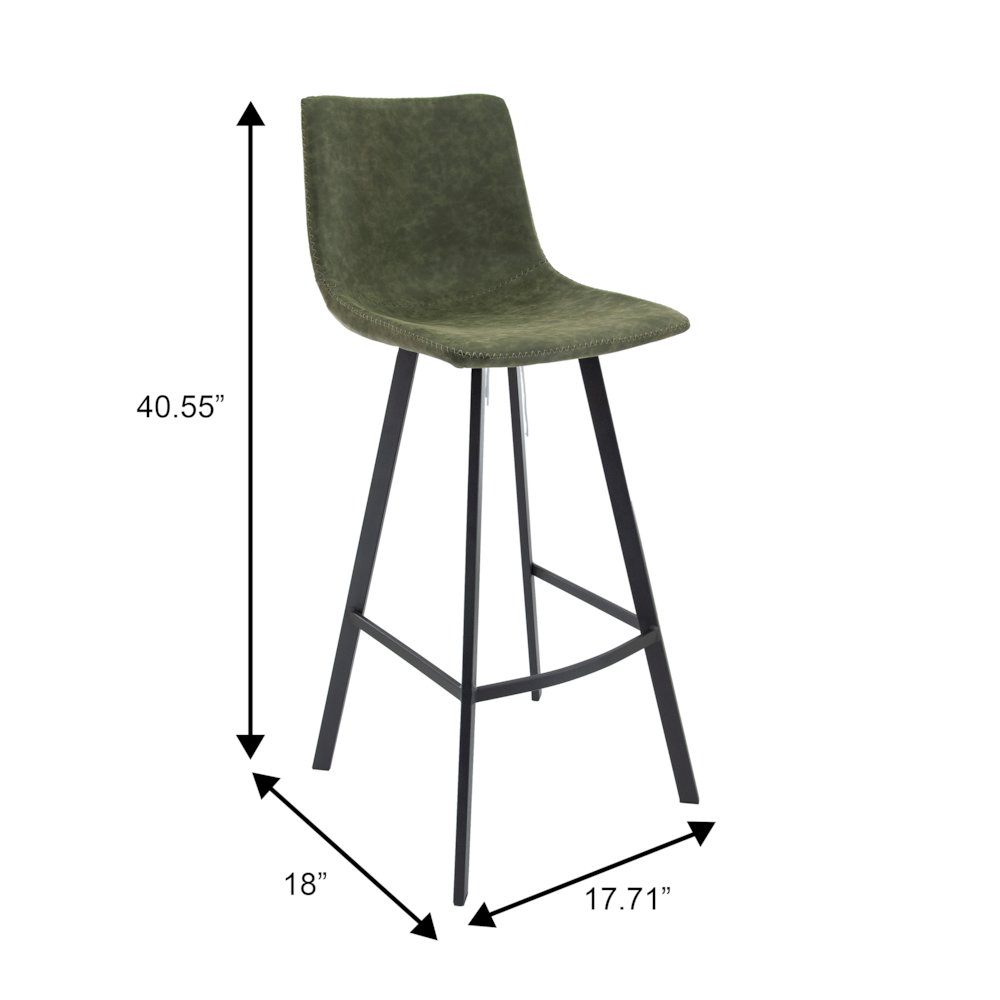 Elland Modern Upholstered Leather Bar Stool With Iron Legs & Footrest. Picture 9