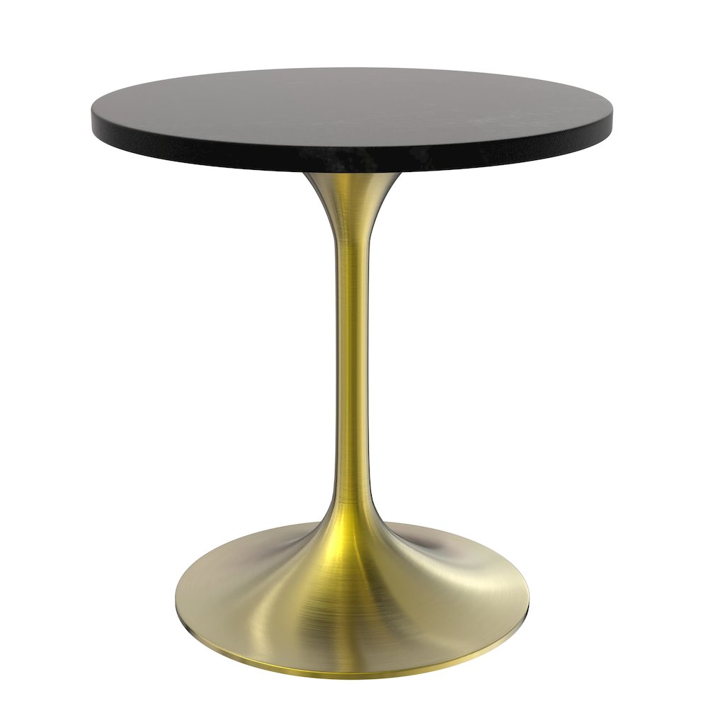 Verve Collection 27" Round Dining Table, Brushed Gold Base with Black MDF Top. Picture 12