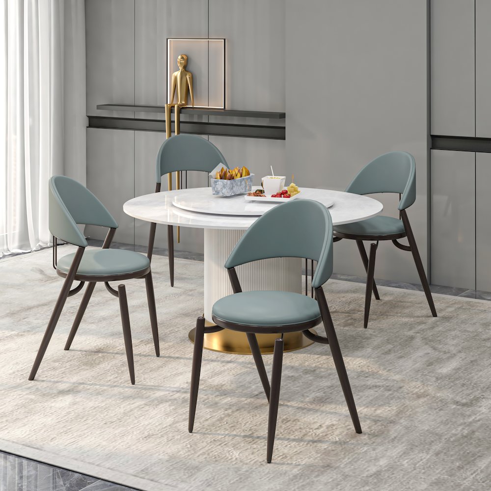 Venice Collection Modern Dining Chair In Black set of 4 in Light Grey. Picture 7
