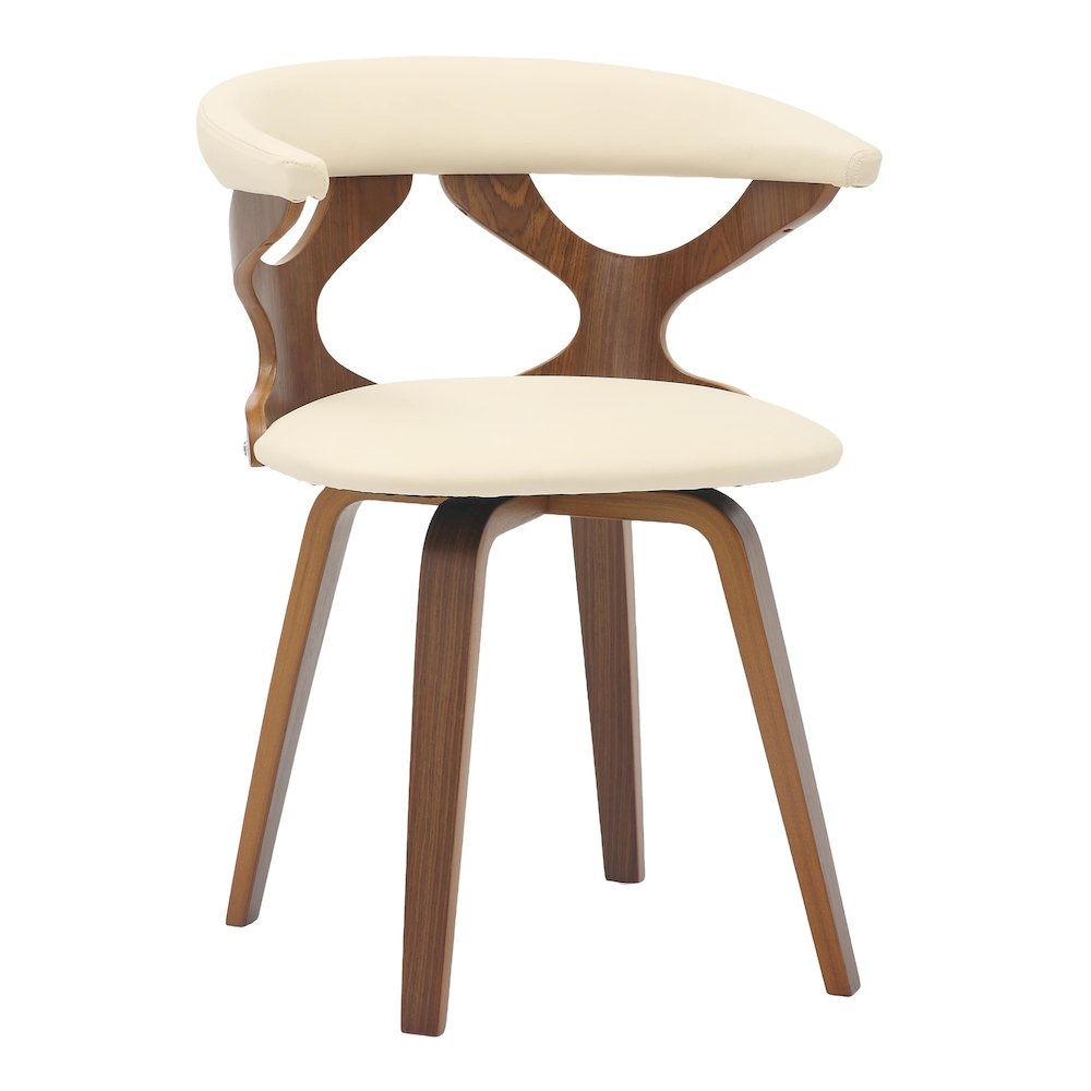 Modern Wooden Dining Chair, Walnut Frame in Taupe Klyne Collection By LeisrueMod. Picture 2