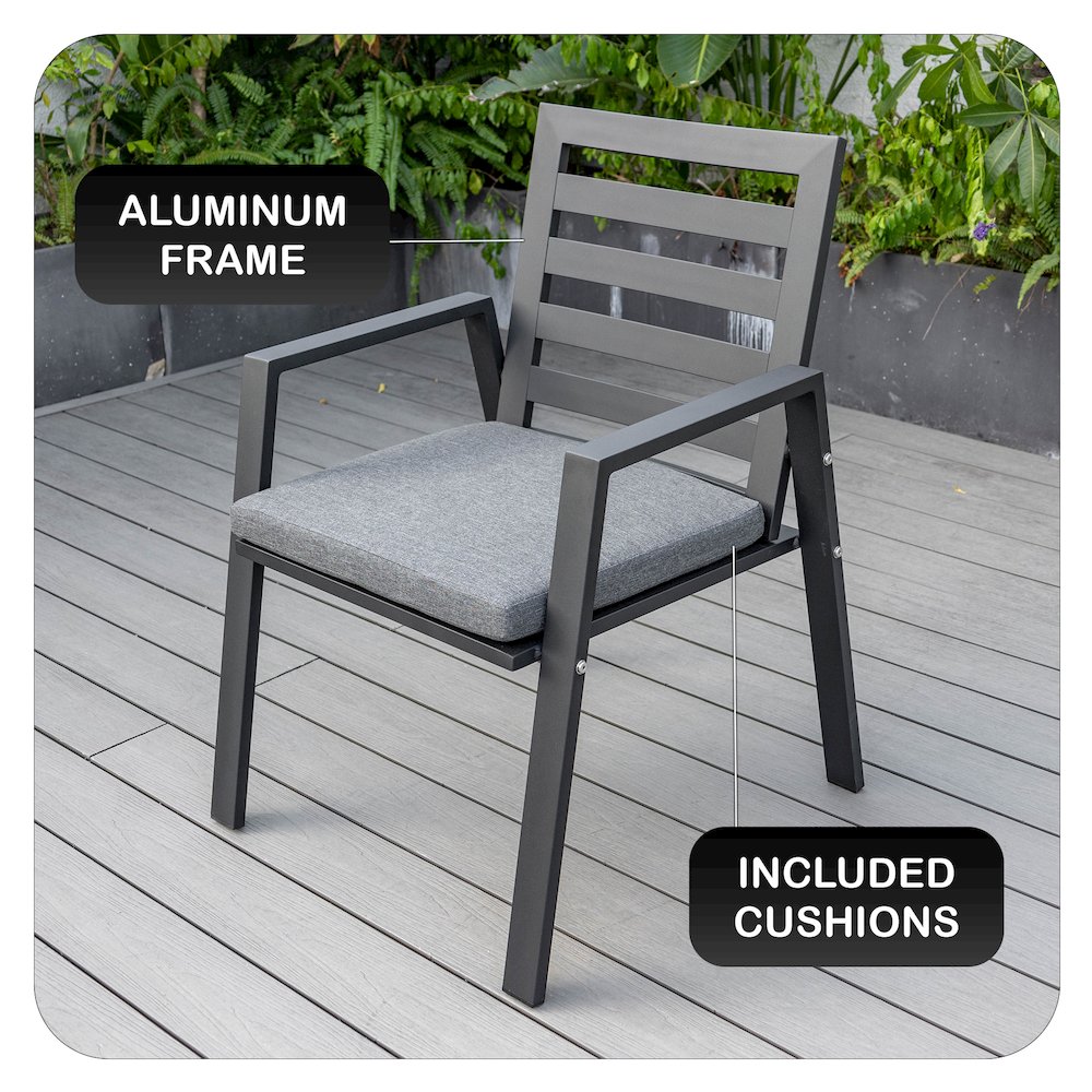 Chelsea Modern Patio Dining Armchair in Aluminum with Removable Cushions. Picture 2